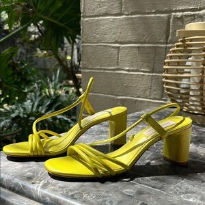 ANTONIO MELANI Yellow Strappy Block Heel Sandals